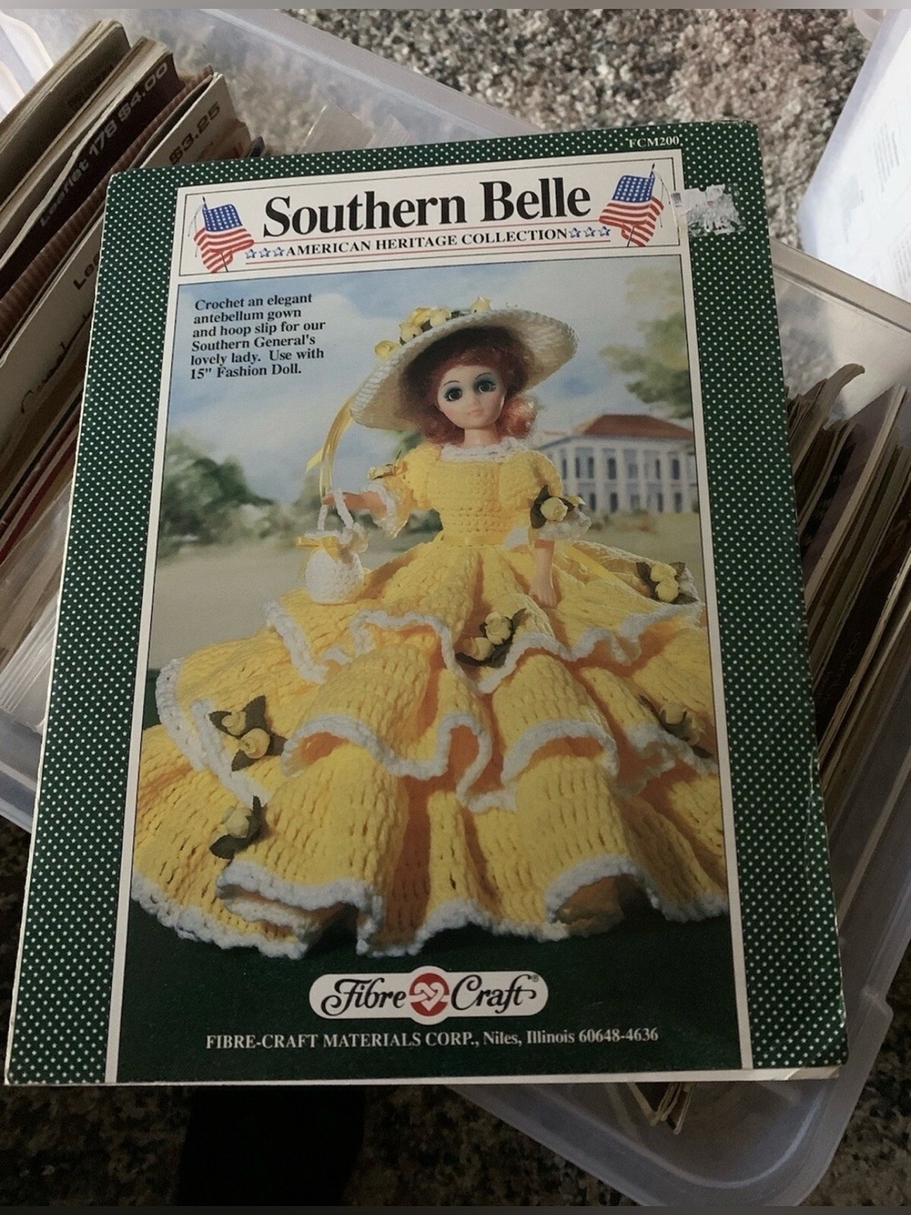 Rare 1989 SOUTHERN BELLE 15" Doll Antebellum Gown Crochet pattern Fibre Craft